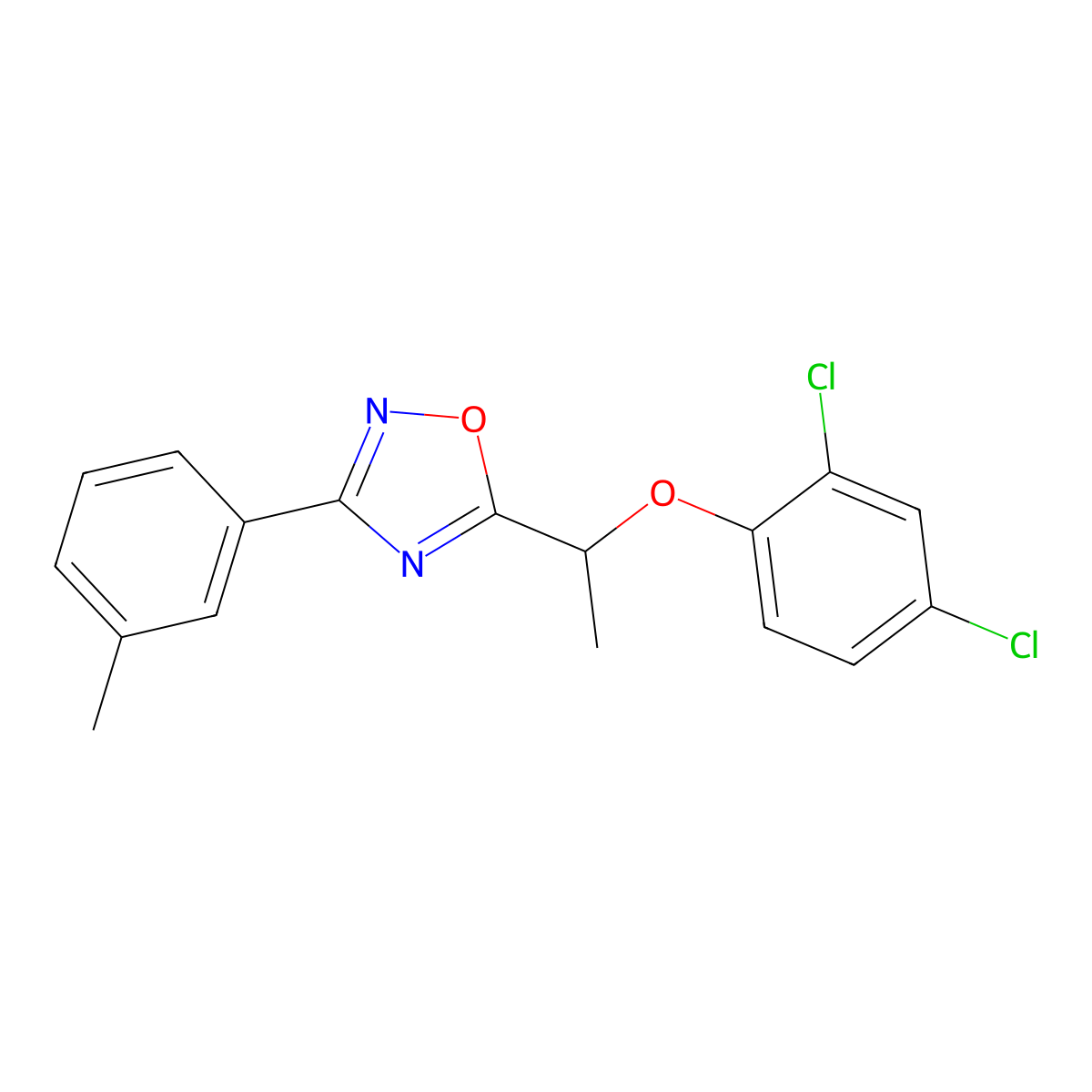 5-[1-(2,4-Dichlorophenoxy)ethyl]-3-(3-methylphenyl)-1,2,4-oxadiazole molecular structure, CAS 431981-54-3