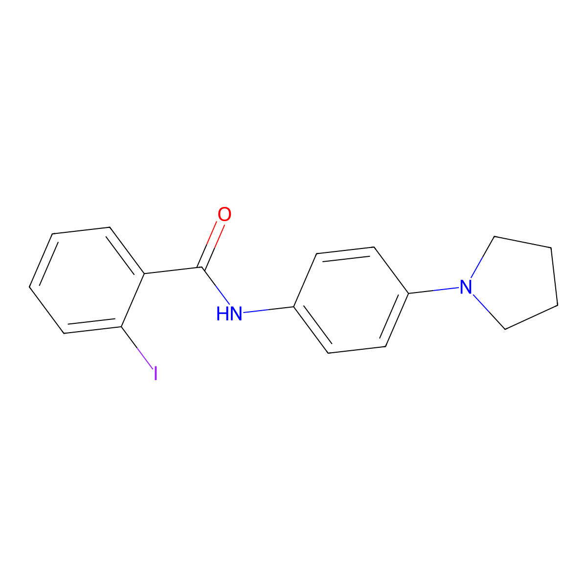 2-iodo-N-(4-pyrrolidin-1-ylphenyl)benzamide molecular structure, CAS 431981-57-6