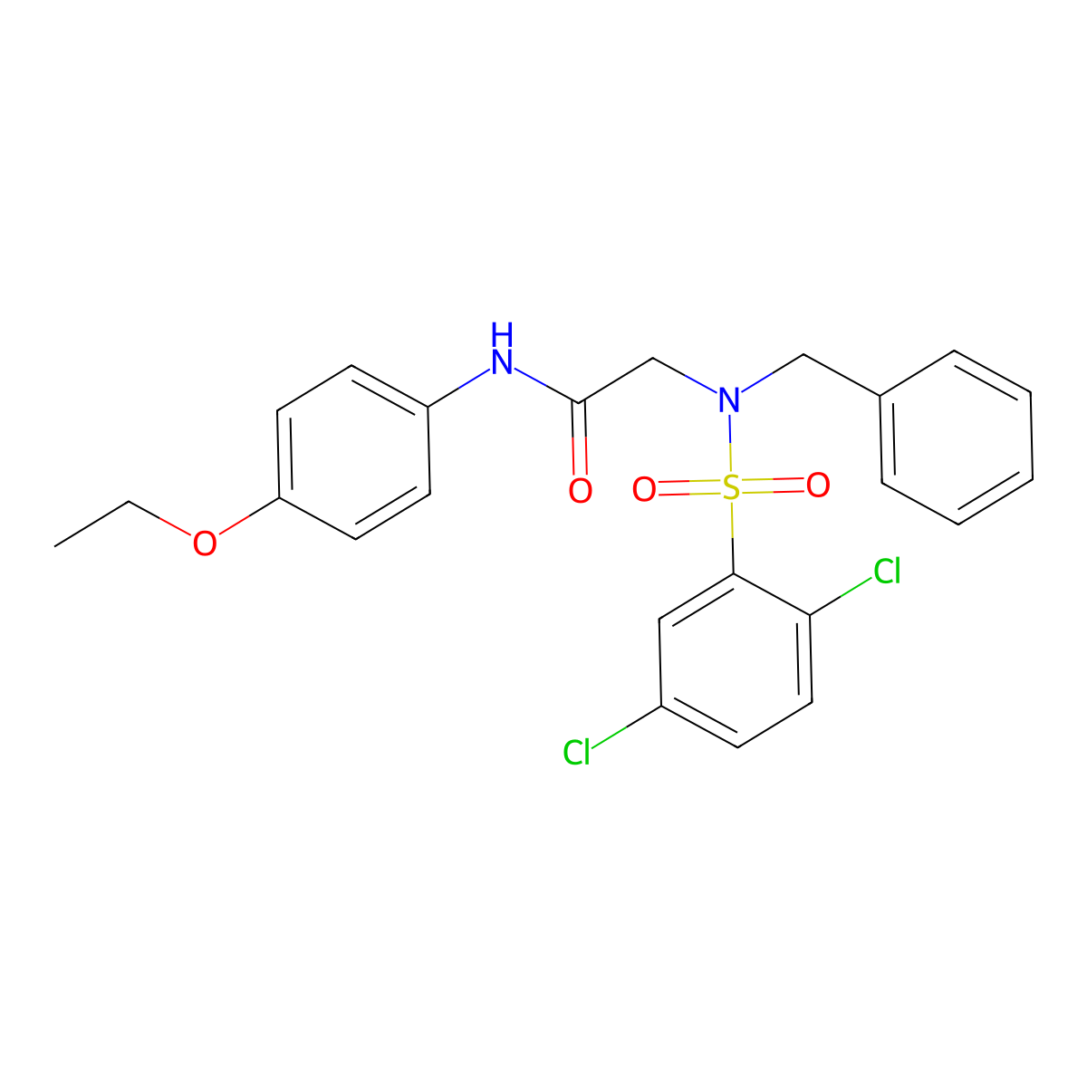 2-[benzyl-(2,5-dichlorophenyl)sulfonylamino]-N-(4-ethoxyphenyl)acetamide molecular structure, CAS 431982-60-4