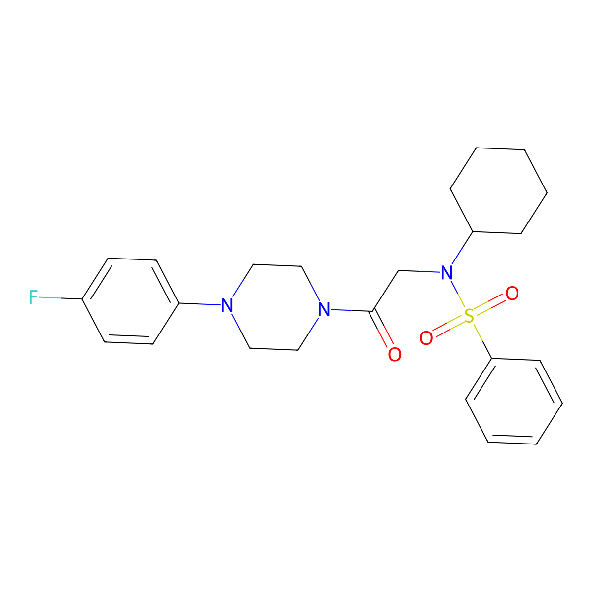 N-cyclohexyl-N-[2-[4-(4-fluorophenyl)piperazin-1-yl]-2-oxoethyl]benzenesulfonamide molecular structure, CAS 431982-63-7