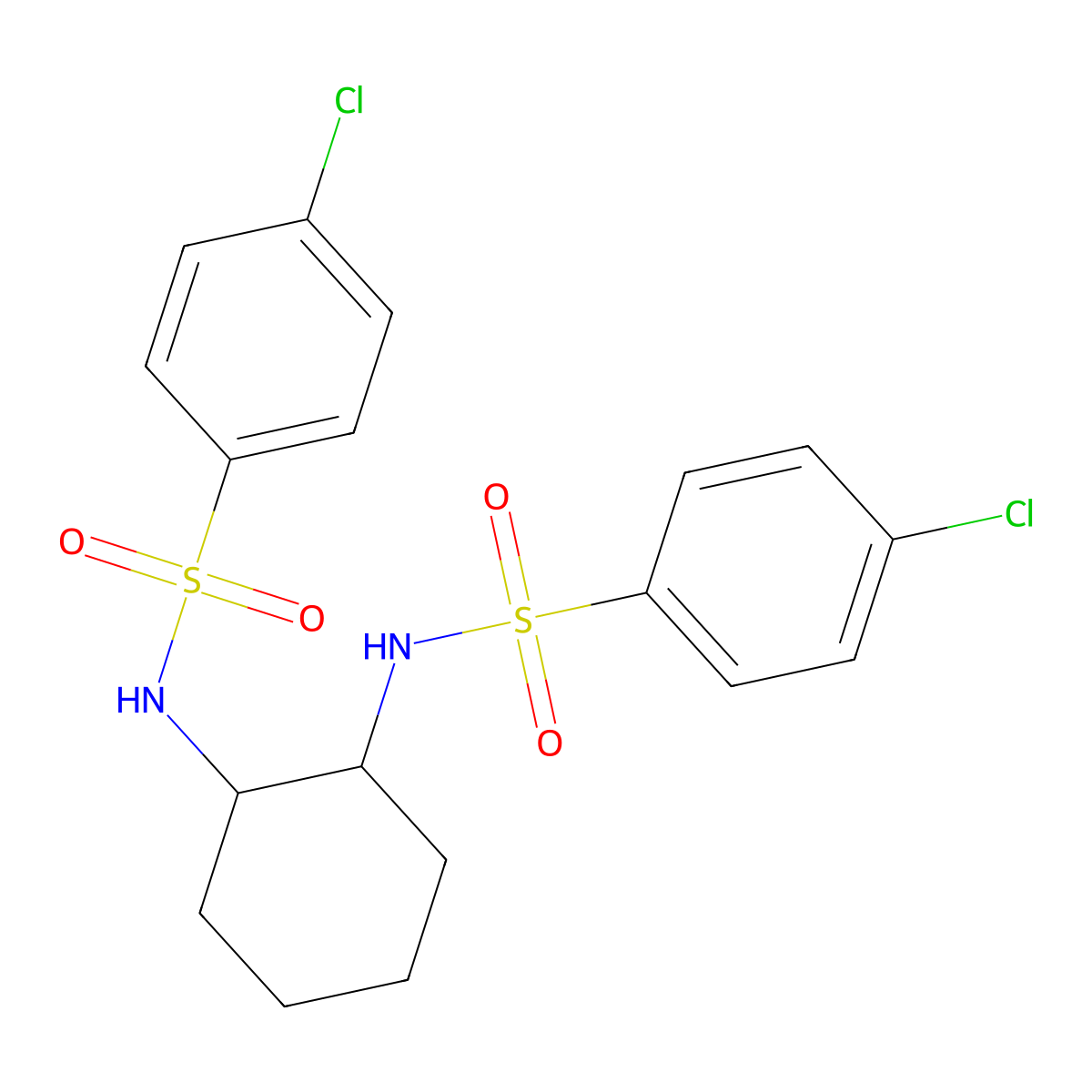 4-chloro-N-[2-[(4-chlorophenyl)sulfonylamino]cyclohexyl]benzenesulfonamide molecular structure, CAS 431982-78-4