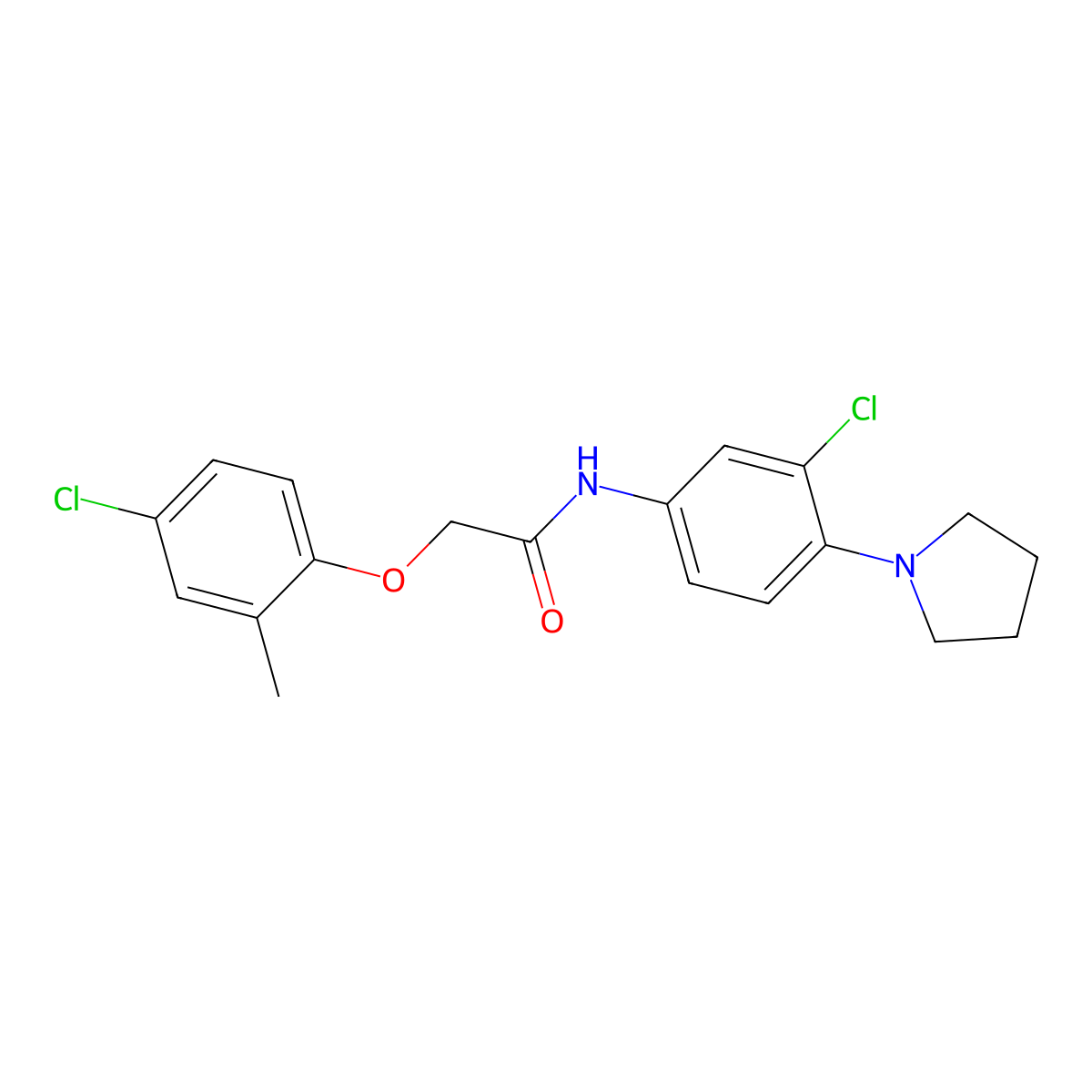 2-(4-chloro-2-methylphenoxy)-N-(3-chloro-4-pyrrolidin-1-ylphenyl)acetamide molecular structure, CAS 431982-80-8