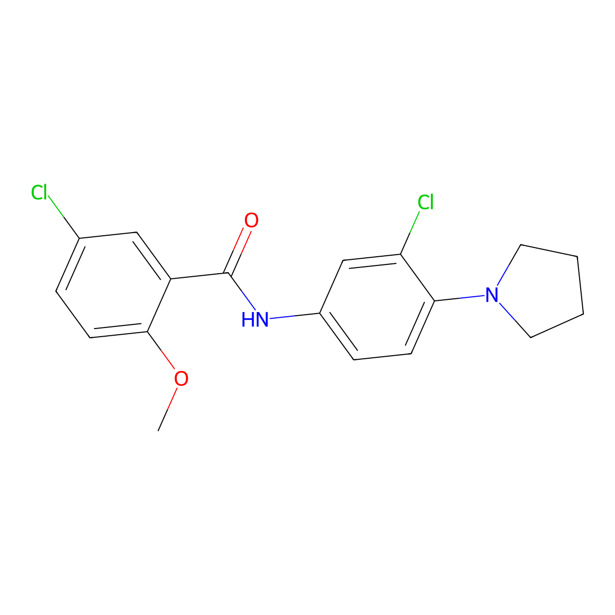 5-chloro-N-(3-chloro-4-pyrrolidin-1-ylphenyl)-2-methoxybenzamide molecular structure, CAS 431982-84-2
