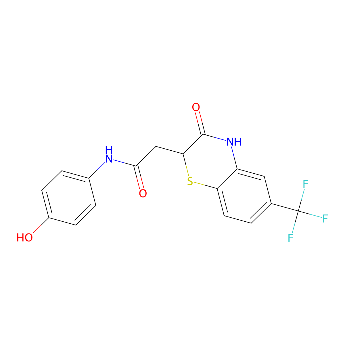 N-(4-hydroxyphenyl)-2-[3-oxo-6-(trifluoromethyl)-3,4-dihydro-2H-1,4-benzothiazin-2-yl]acetamide molecular structure, CAS 431982-93-3
