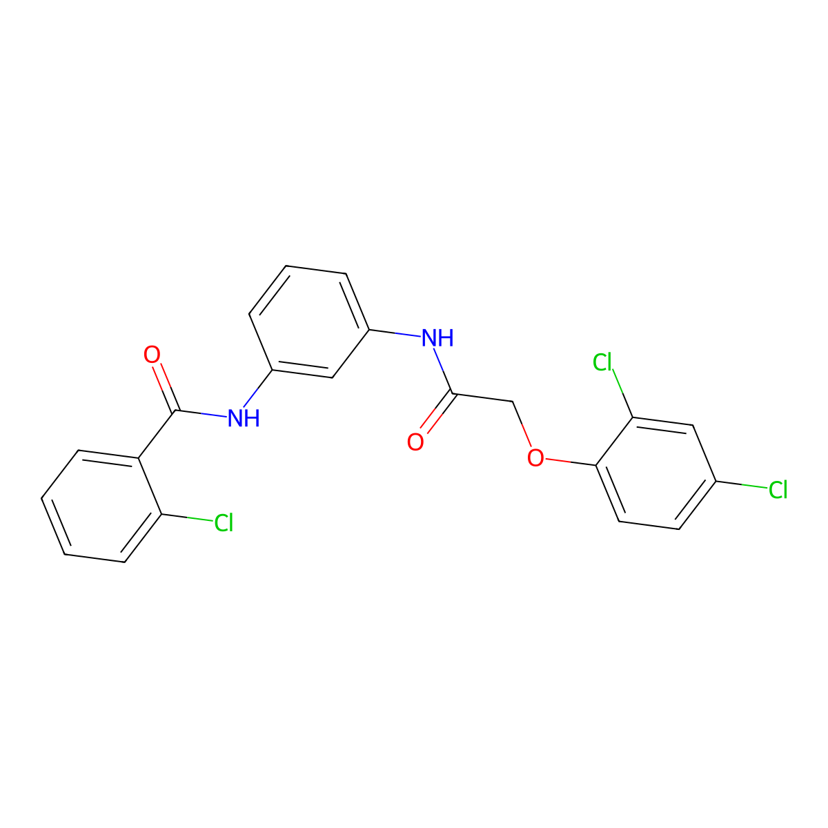 2-chloro-N-[3-[[2-(2,4-dichlorophenoxy)acetyl]amino]phenyl]benzamide molecular structure, CAS 431983-03-8