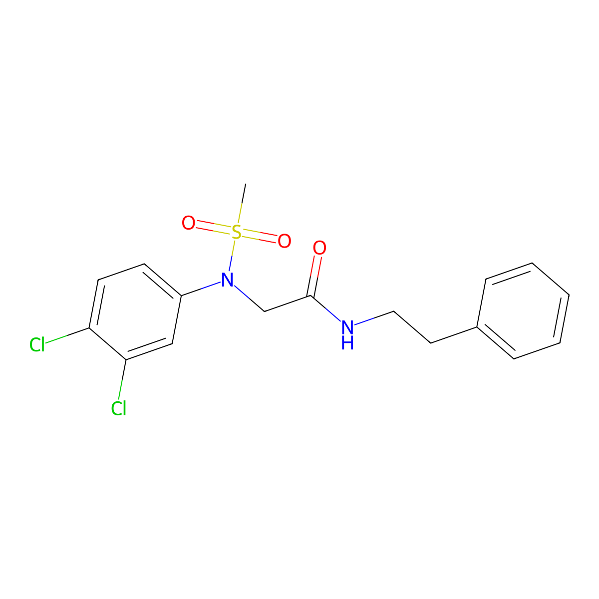 2-[3,4-dichloro(methylsulfonyl)anilino]-N-(2-phenylethyl)acetamide molecular structure, CAS 431983-06-1