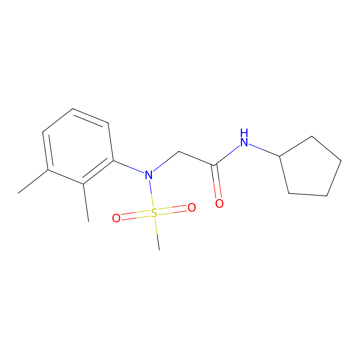 N-cyclopentyl-2-(2,3-dimethyl-N-methylsulfonylanilino)acetamide molecular structure, CAS 431983-10-7