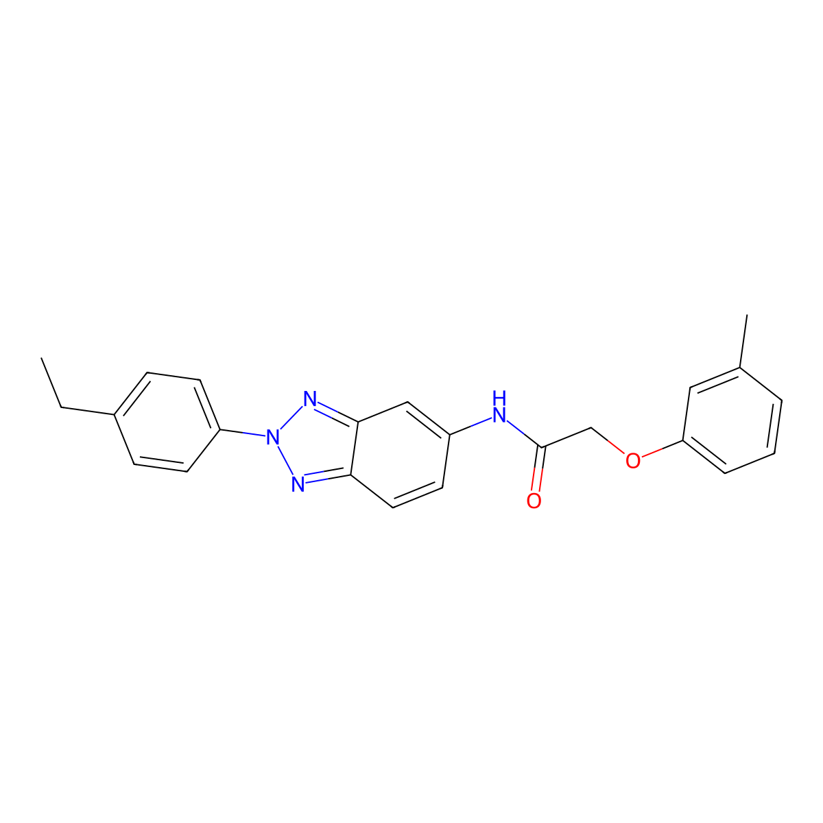 N-[2-(4-ethylphenyl)benzotriazol-5-yl]-2-(3-methylphenoxy)acetamide molecular structure, CAS 431983-16-3