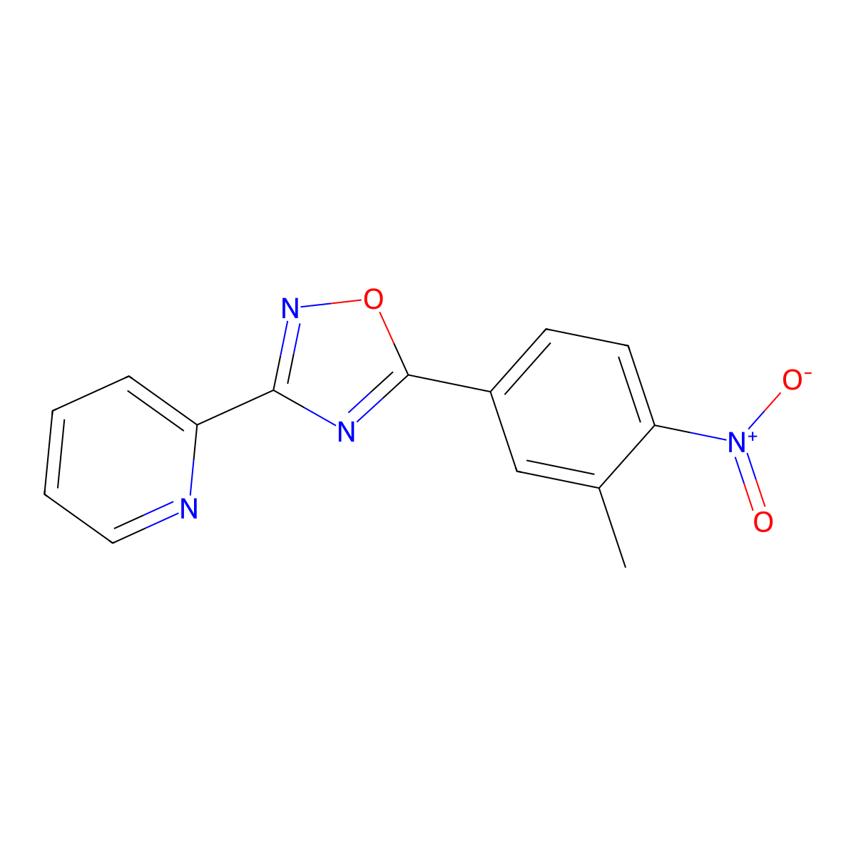 2-[5-(3-Methyl-4-nitrophenyl)-1,2,4-oxadiazol-3-yl]pyridine molecular structure, CAS 431983-36-7