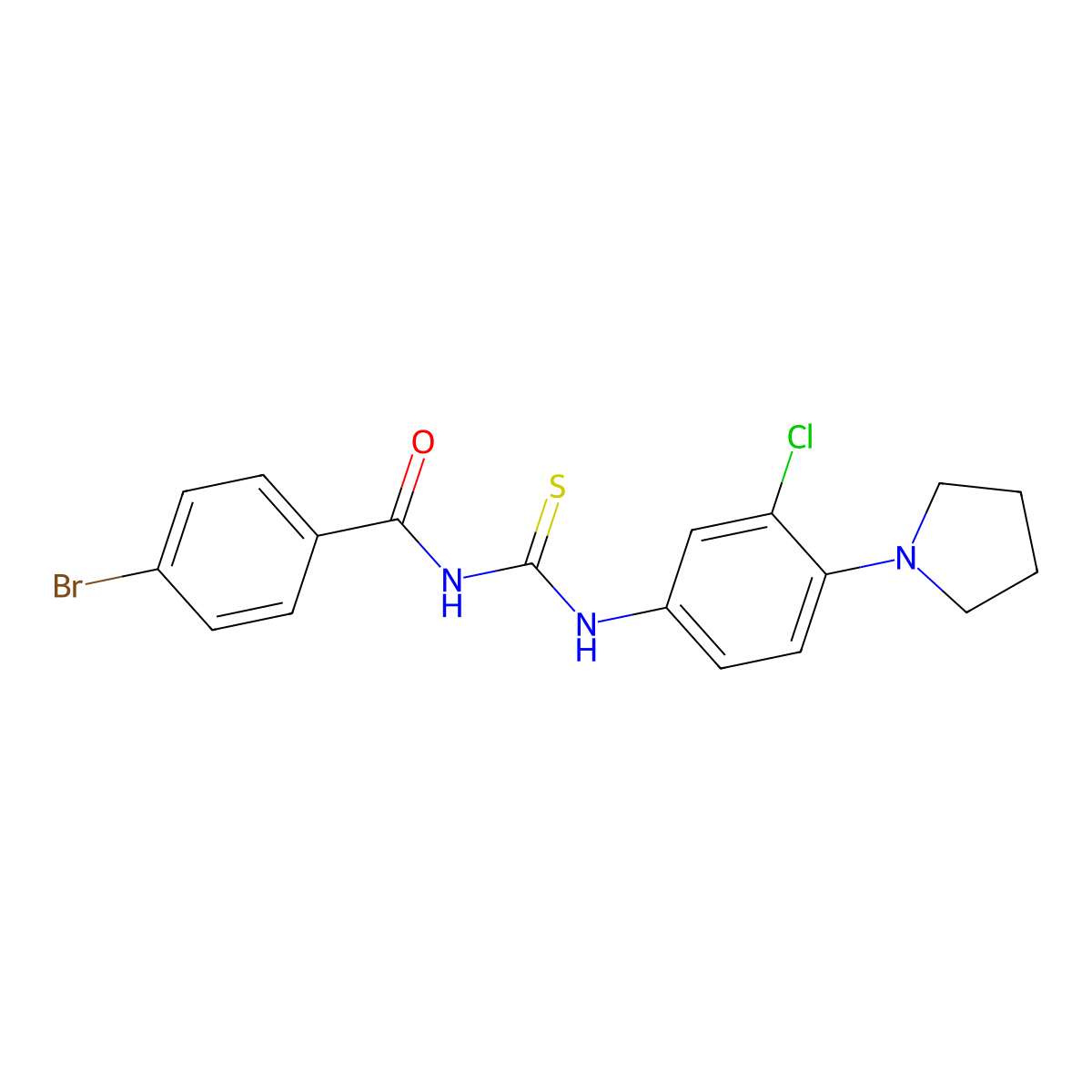 4-bromo-N-[(3-chloro-4-pyrrolidin-1-ylphenyl)carbamothioyl]benzamide molecular structure, CAS 431983-37-8