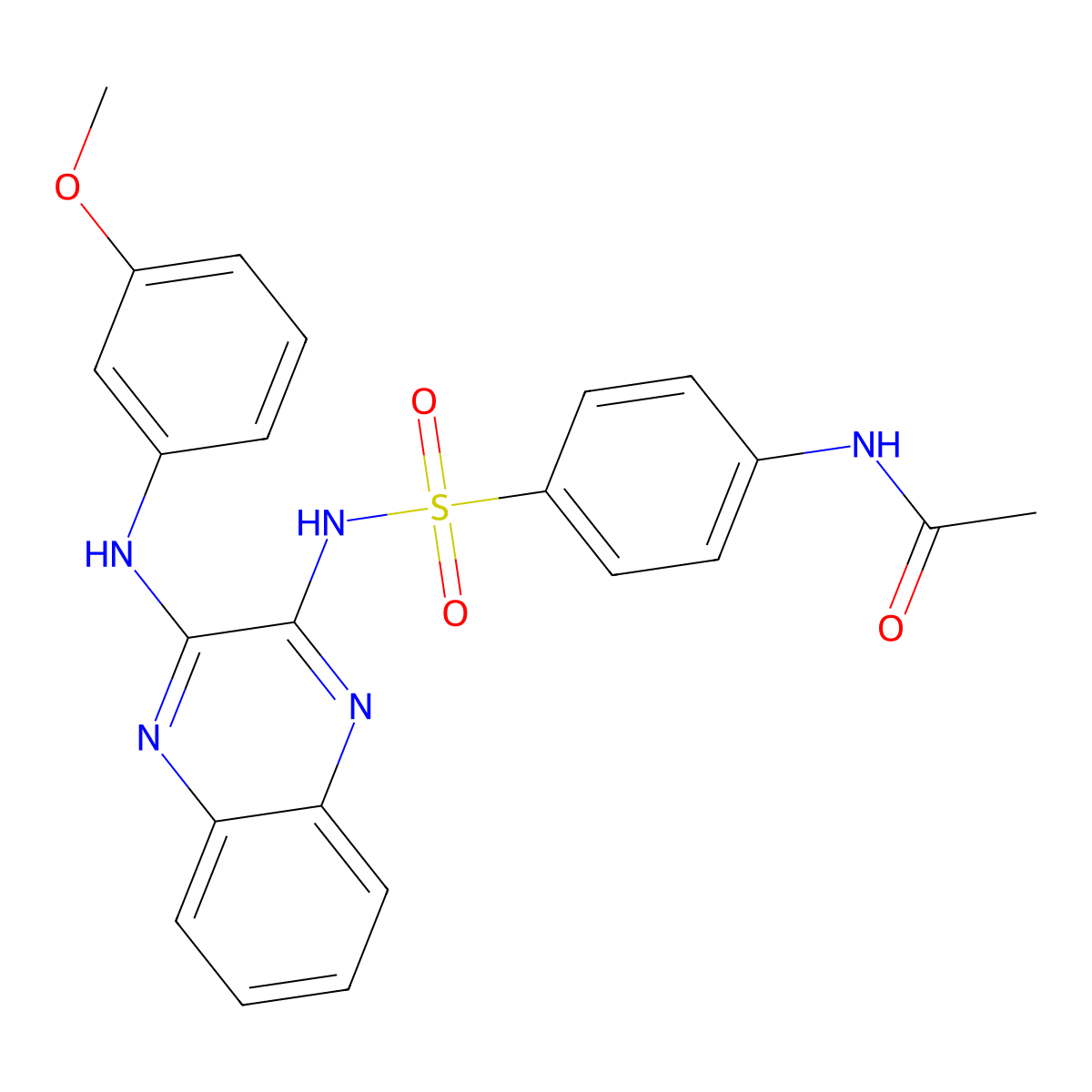N-[4-[[3-(3-methoxyanilino)quinoxalin-2-yl]sulfamoyl]phenyl]acetamide molecular structure, CAS 431983-38-9