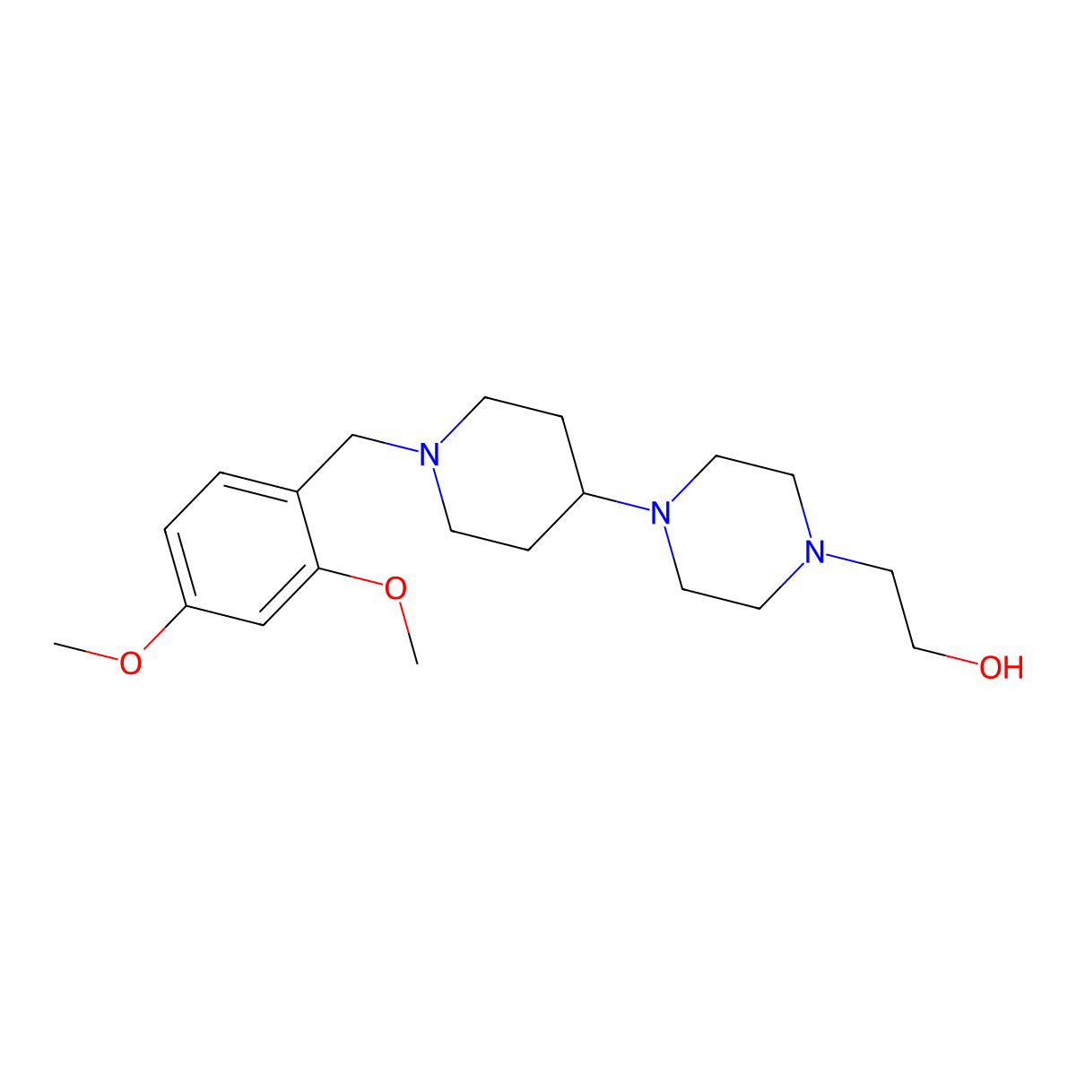 2-[4-[1-[(2,4-Dimethoxyphenyl)methyl]piperidin-4-yl]piperazin-1-yl]ethanol molecular structure, CAS 431983-41-4