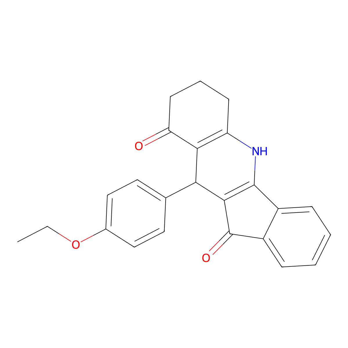 10-(4-ethoxyphenyl)-6,7,8,10-tetrahydro-5H-indeno[1,2-b]quinoline-9,11-dione molecular structure, CAS 431983-44-7