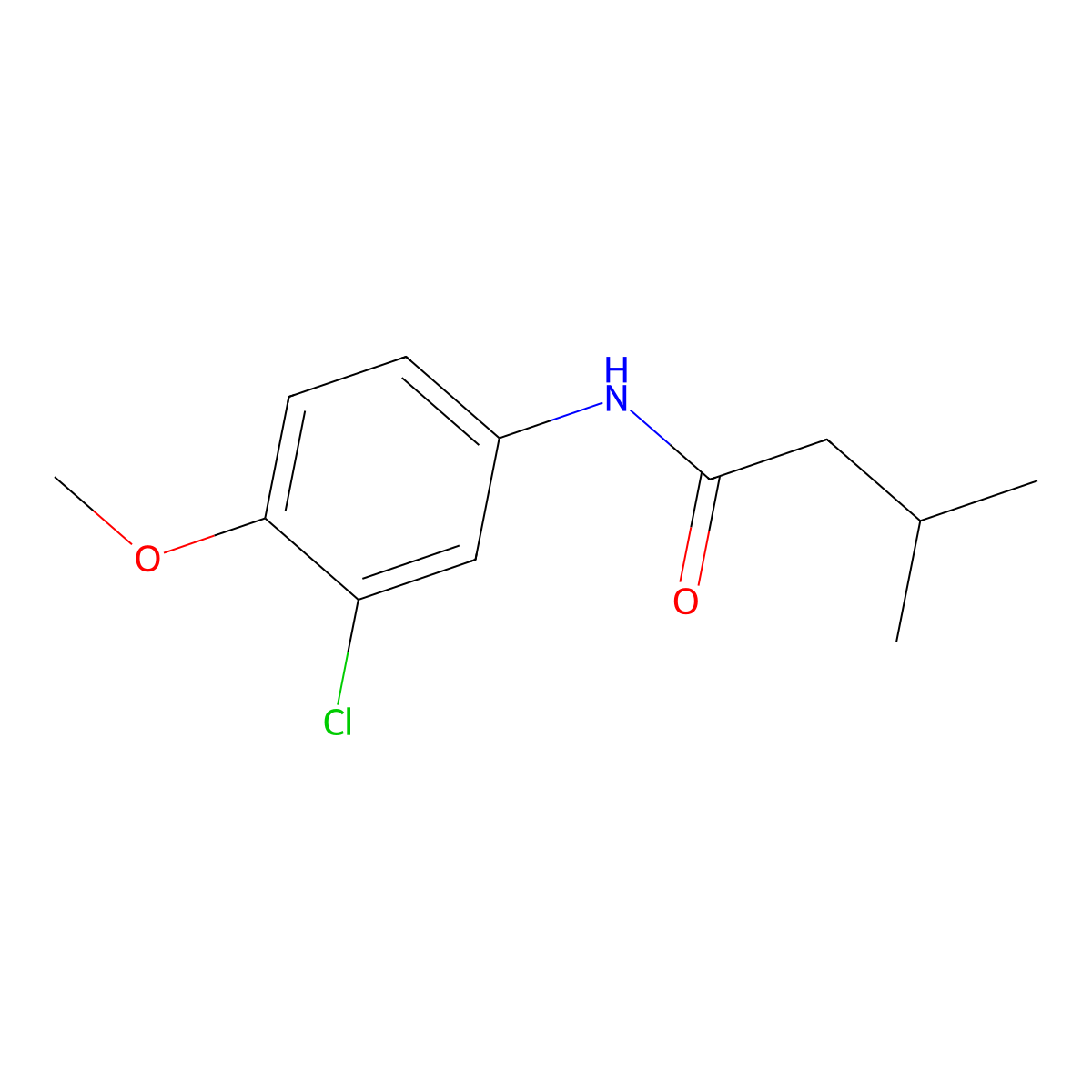 N-(3-chloro-4-methoxyphenyl)-3-methylbutanamide molecular structure, CAS 431983-69-6