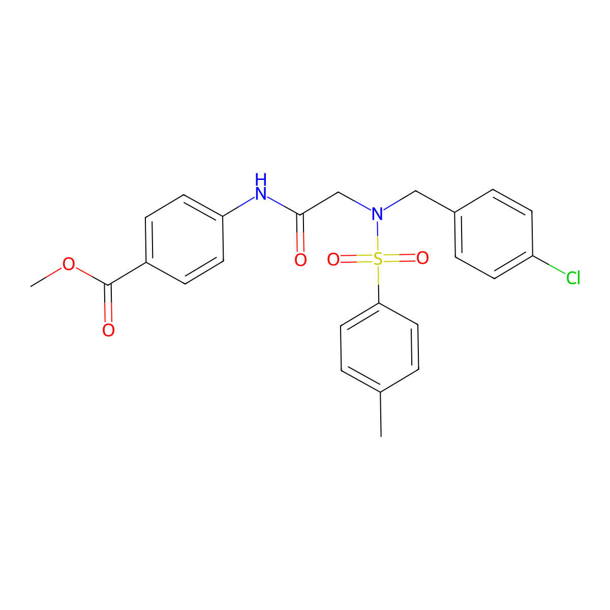 methyl 4-({N-(4-chlorobenzyl)-N-[(4-methylphenyl)sulfonyl]glycyl}amino)benzoate molecular structure, CAS 431983-70-9