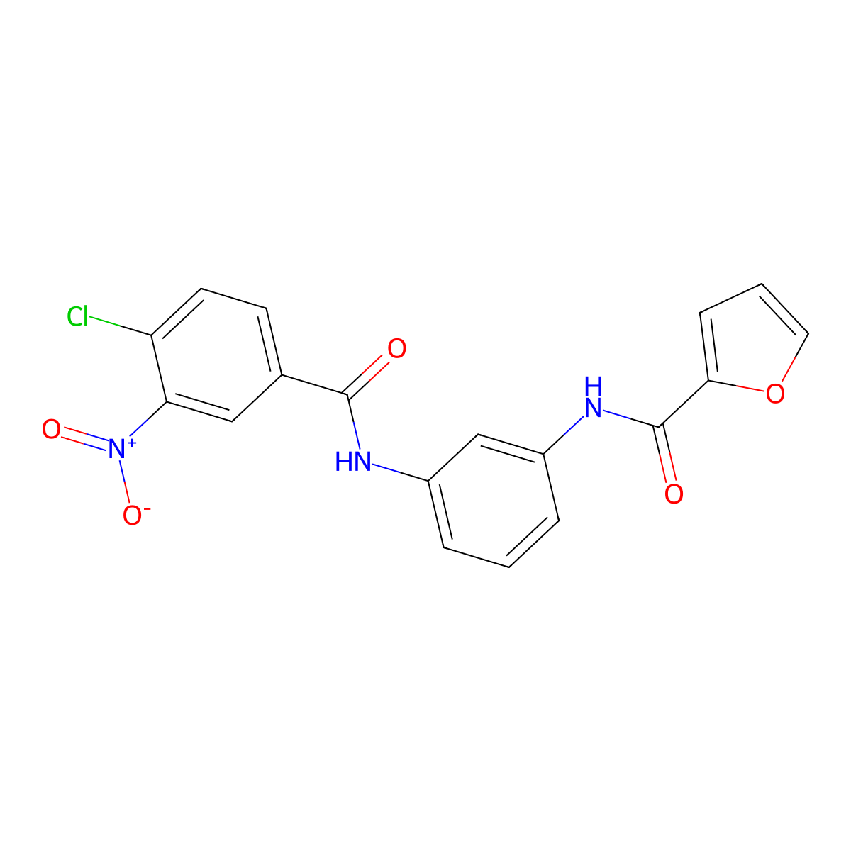 N-[3-[(4-chloro-3-nitrobenzoyl)amino]phenyl]furan-2-carboxamide molecular structure, CAS 431983-74-3