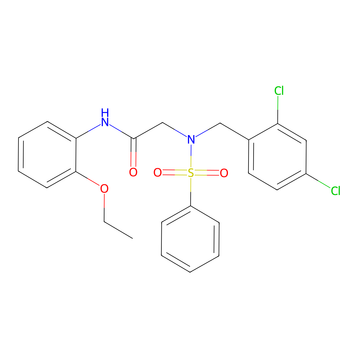 2-[benzenesulfonyl-[(2,4-dichlorophenyl)methyl]amino]-N-(2-ethoxyphenyl)acetamide molecular structure, CAS 431983-78-7