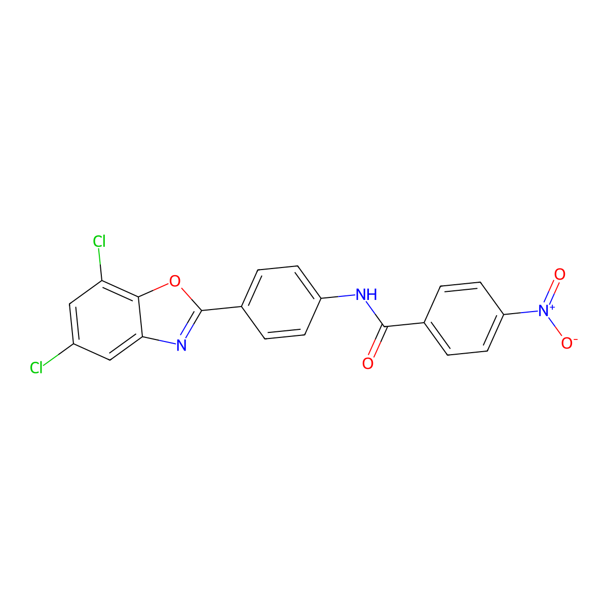 N-[4-(5,7-dichloro-1,3-benzoxazol-2-yl)phenyl]-4-nitrobenzamide molecular structure, CAS 431983-89-0