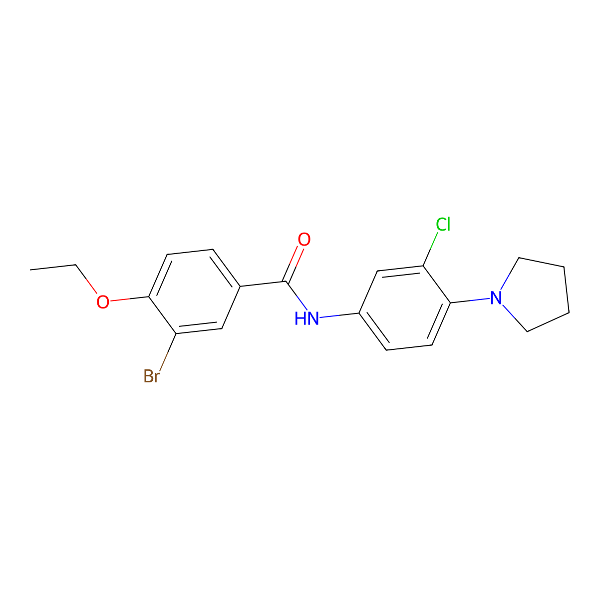 3-bromo-N-(3-chloro-4-pyrrolidin-1-ylphenyl)-4-ethoxybenzamide molecular structure, CAS 431983-91-4