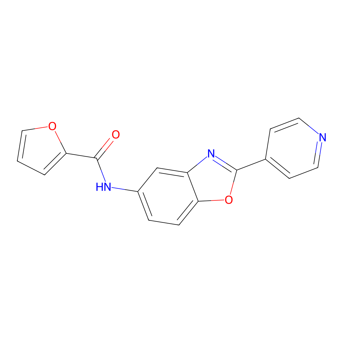 N-(2-pyridin-4-yl-1,3-benzoxazol-5-yl)furan-2-carboxamide molecular structure, CAS 431984-00-8