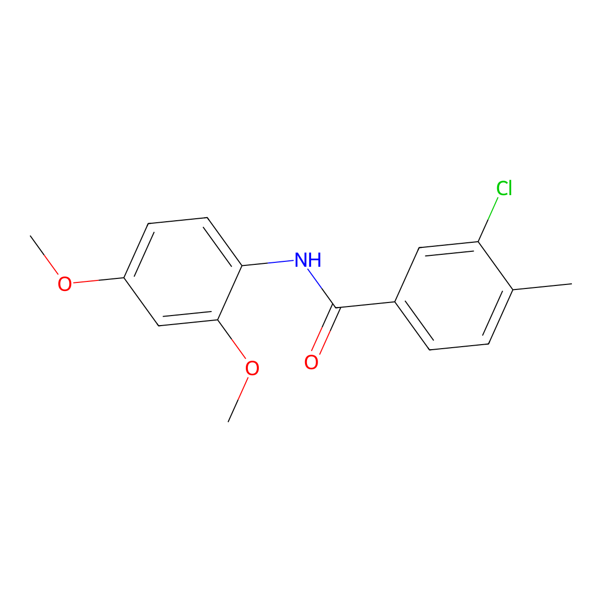 3-chloro-N-(2,4-dimethoxyphenyl)-4-methylbenzamide molecular structure, CAS 431984-10-0