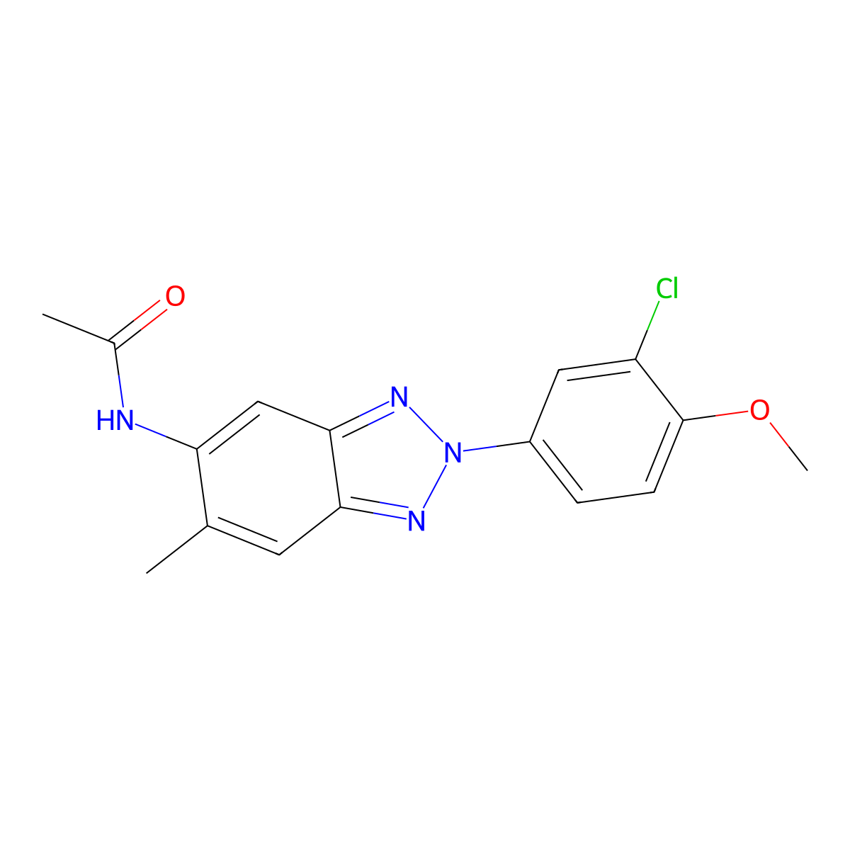 N-[2-(3-chloro-4-methoxyphenyl)-6-methylbenzotriazol-5-yl]acetamide molecular structure, CAS 431984-24-6