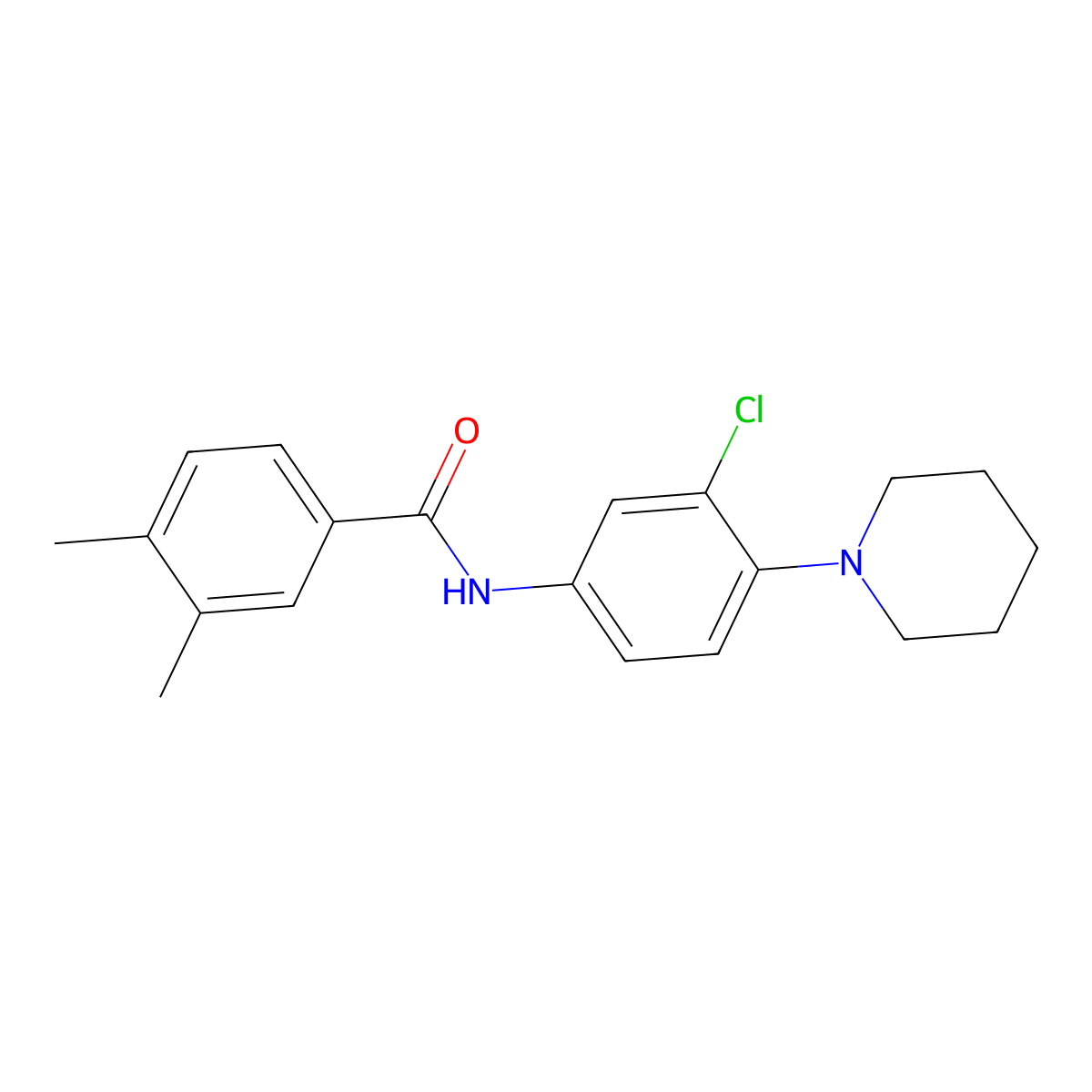 N-[3-chloro-4-(piperidin-1-yl)phenyl]-3,4-dimethylbenzamide molecular structure, CAS 431984-30-4