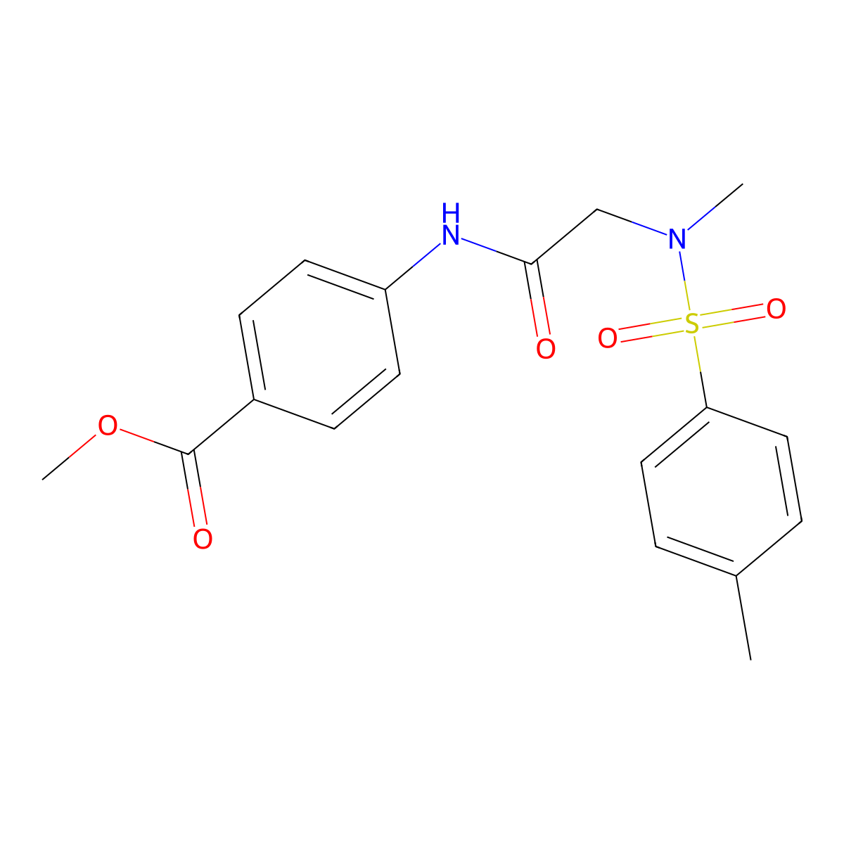 methyl 4-({N-methyl-N-[(4-methylphenyl)sulfonyl]glycyl}amino)benzoate molecular structure, CAS 431984-34-8