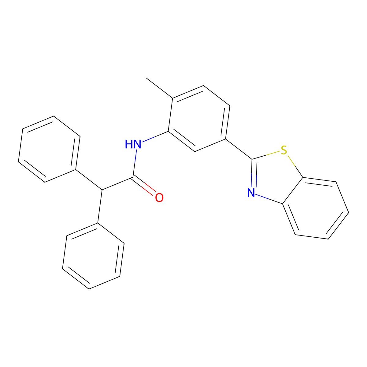 N-[5-(1,3-benzothiazol-2-yl)-2-methylphenyl]-2,2-diphenylacetamide molecular structure, CAS 431984-40-6