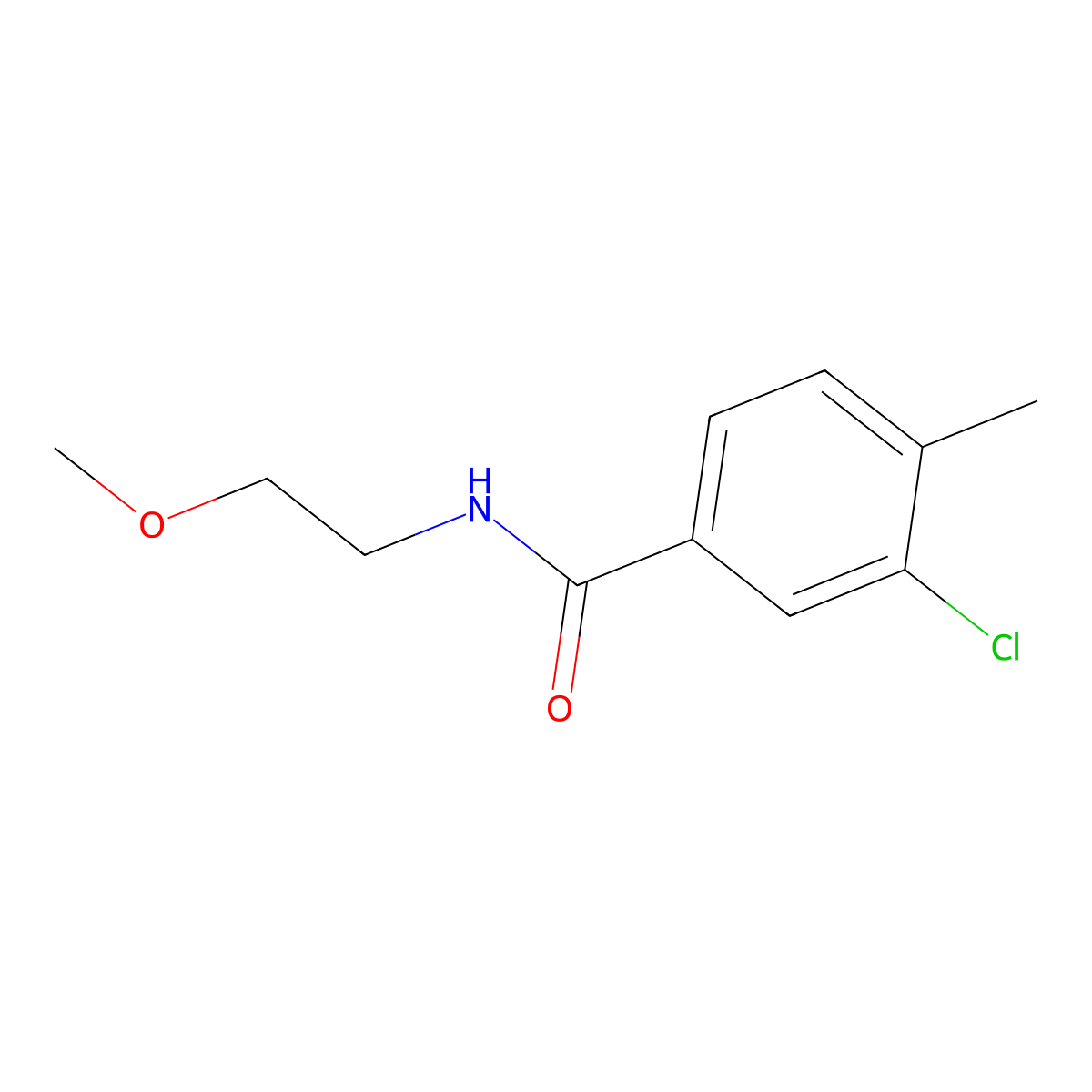 3-chloro-N-(2-methoxyethyl)-4-methylbenzamide molecular structure, CAS 431984-47-3