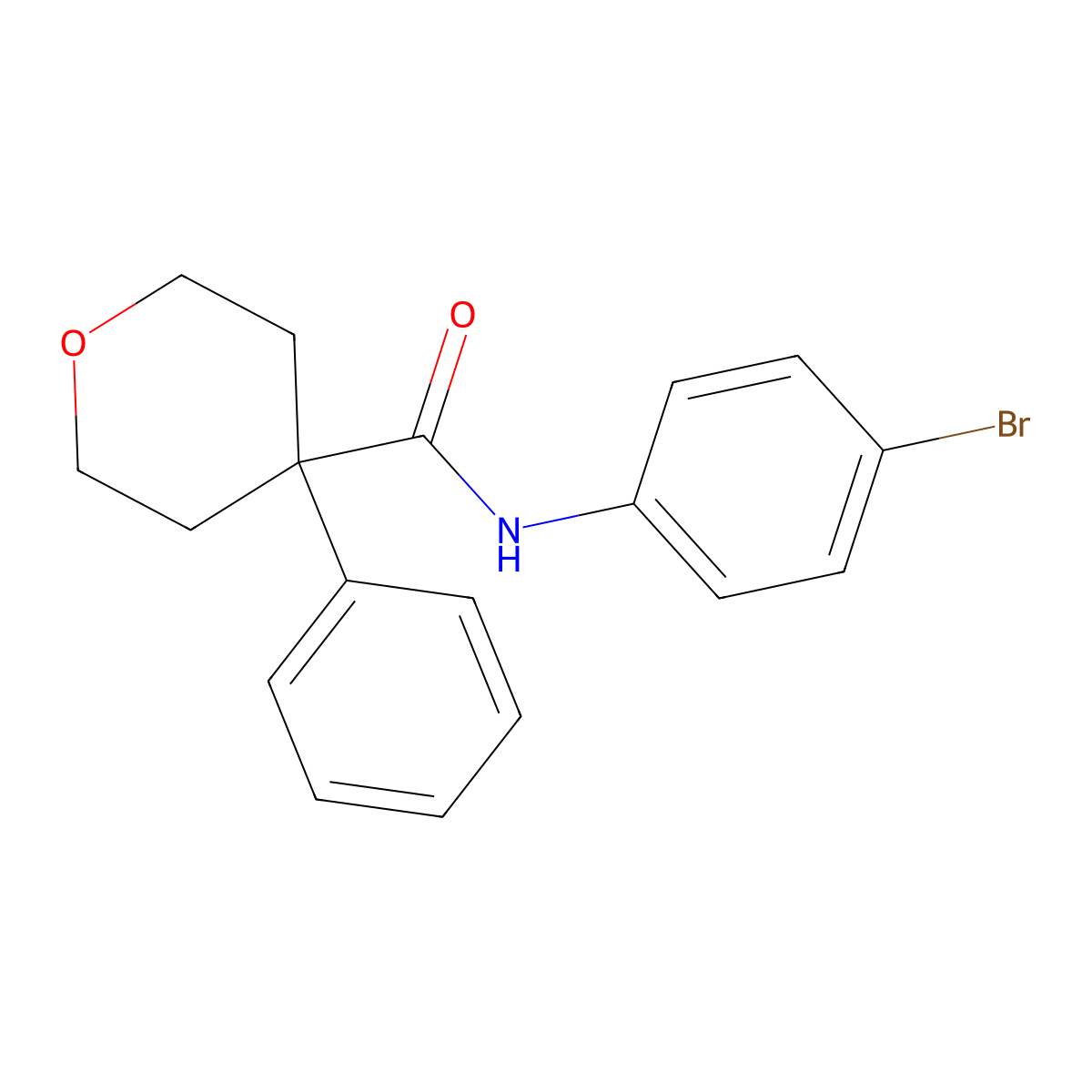 N-(4-bromophenyl)-4-phenyltetrahydro-2H-pyran-4-carboxamide molecular structure, CAS 431984-51-9