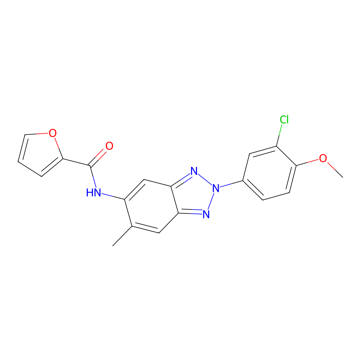 N-[2-(3-chloro-4-methoxyphenyl)-6-methylbenzotriazol-5-yl]furan-2-carboxamide molecular structure, CAS 431984-53-1