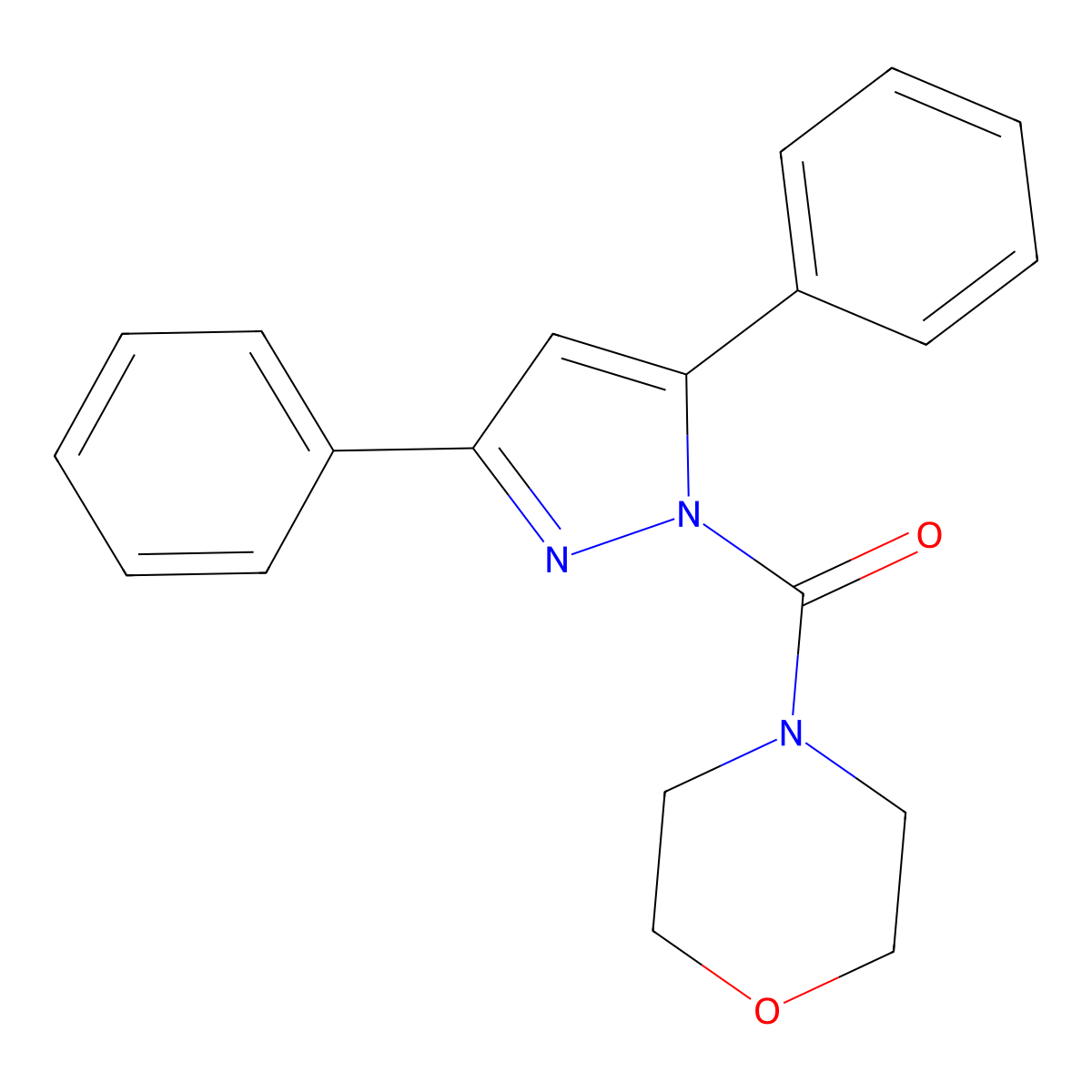 (3,5-Diphenylpyrazol-1-yl)-morpholin-4-ylmethanone molecular structure, CAS 431984-57-5