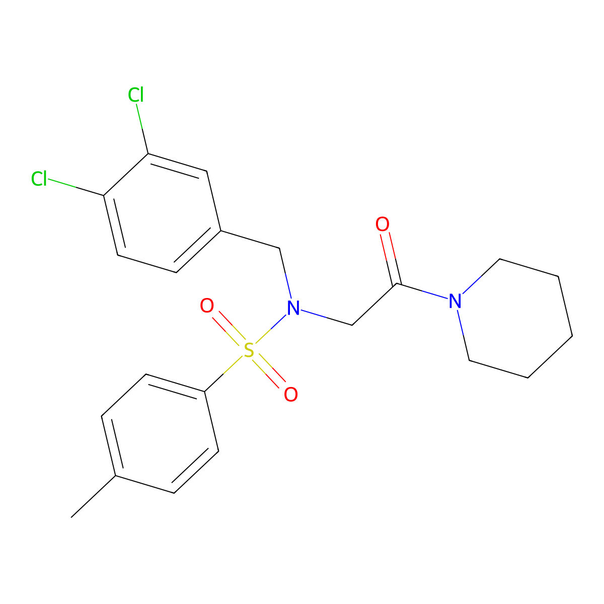 N-[(3,4-dichlorophenyl)methyl]-4-methyl-N-(2-oxo-2-piperidin-1-ylethyl)benzenesulfonamide molecular structure, CAS 431985-04-5