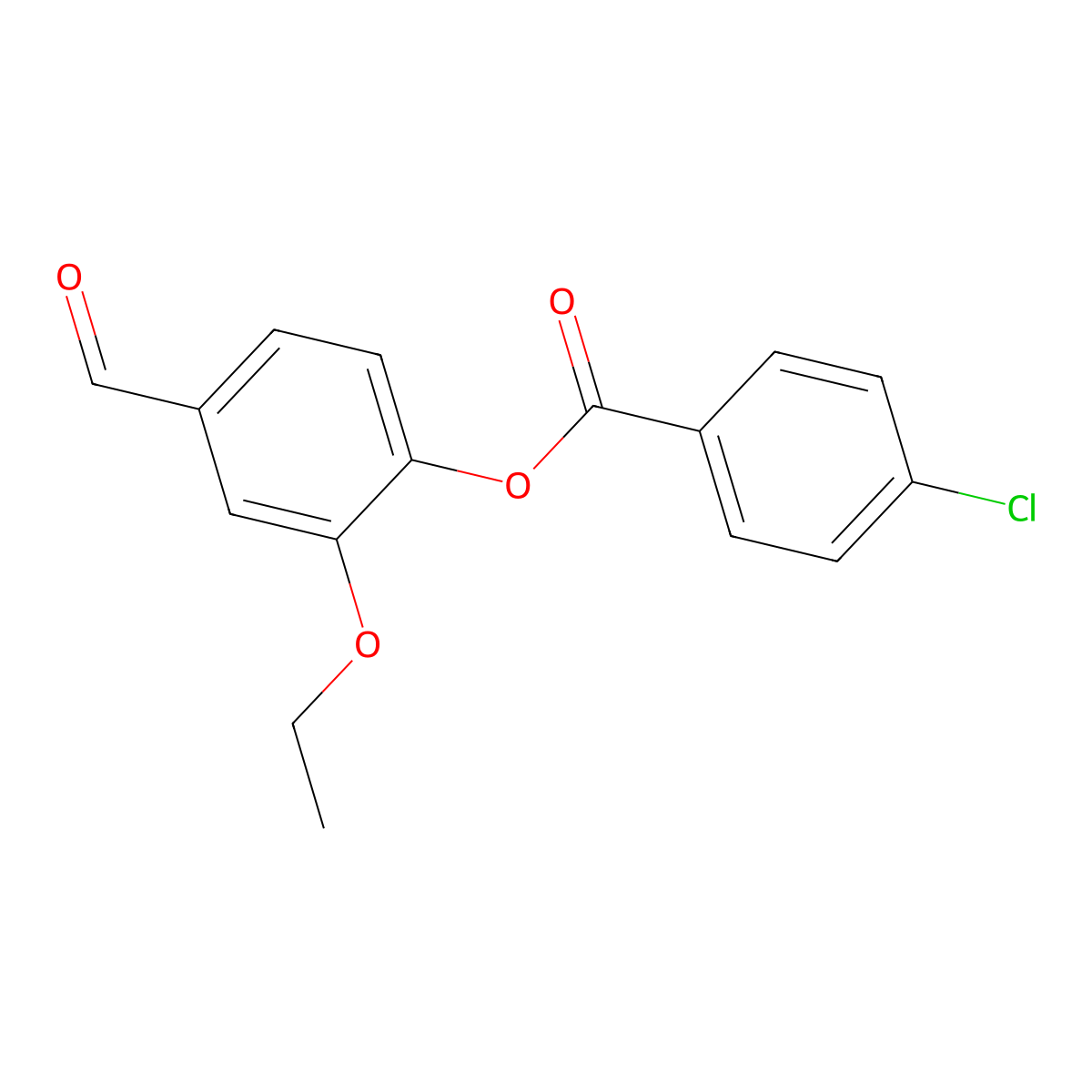 2-Ethoxy-4-formylphenyl 4-chlorobenzoate molecular structure, CAS 431985-11-4