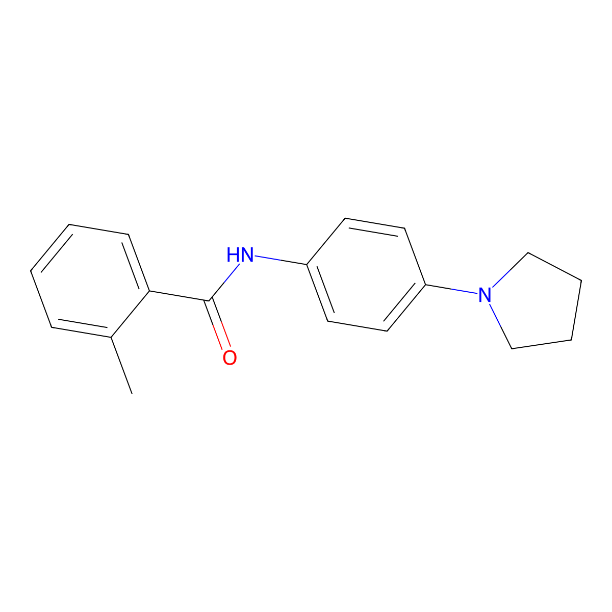 2-methyl-N-(4-pyrrolidin-1-ylphenyl)benzamide molecular structure, CAS 431985-17-0