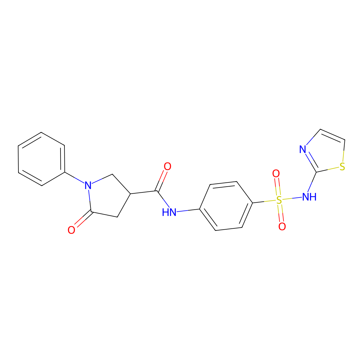 5-oxo-1-phenyl-N-[4-(1,3-thiazol-2-ylsulfamoyl)phenyl]pyrrolidine-3-carboxamide molecular structure, CAS 431985-37-4