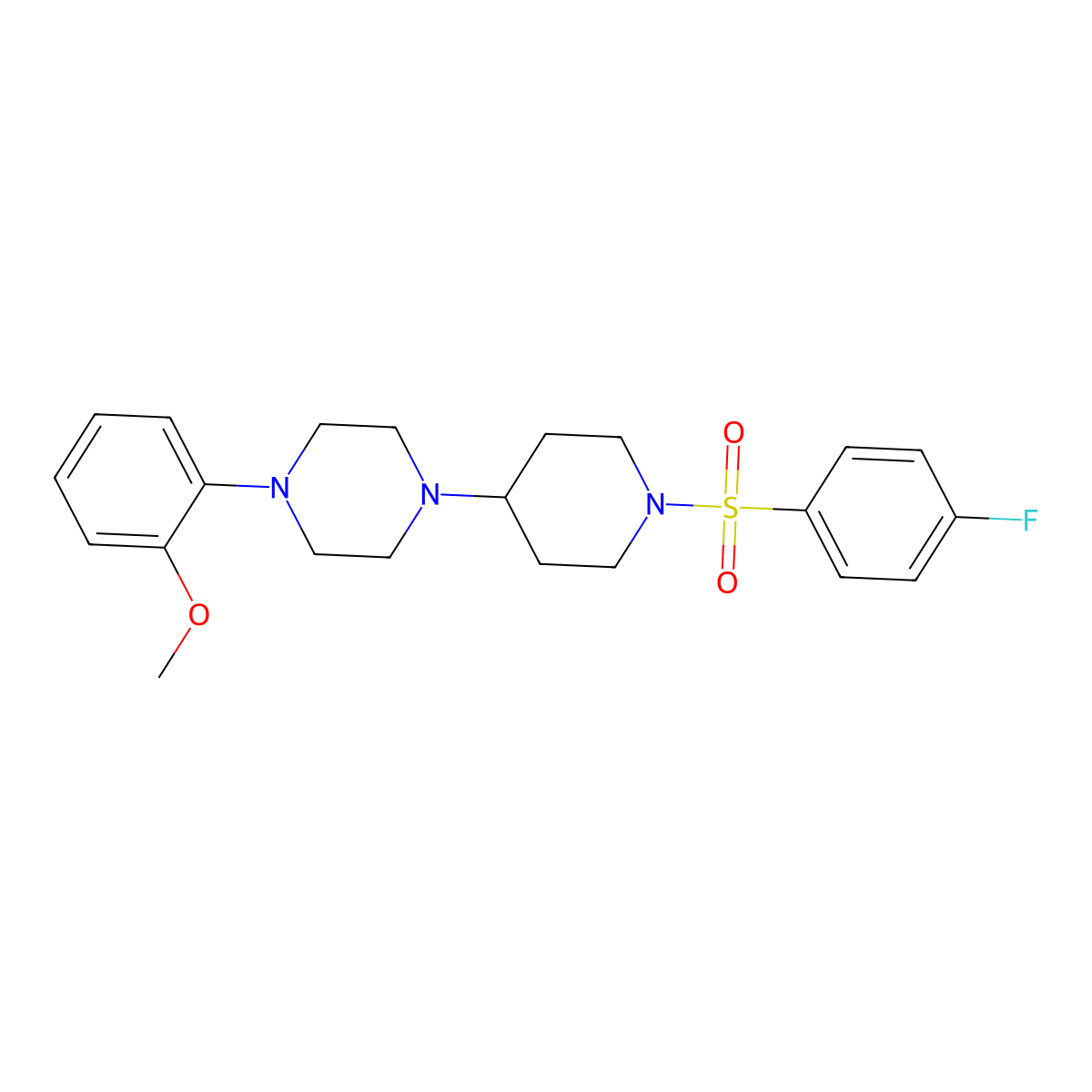 1-[1-(4-Fluorophenyl)sulfonylpiperidin-4-yl]-4-(2-methoxyphenyl)piperazine molecular structure, CAS 431985-59-0
