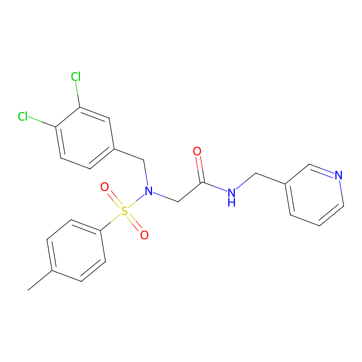 2-[(3,4-dichlorophenyl)methyl-(4-methylphenyl)sulfonylamino]-N-(pyridin-3-ylmethyl)acetamide molecular structure, CAS 431985-60-3