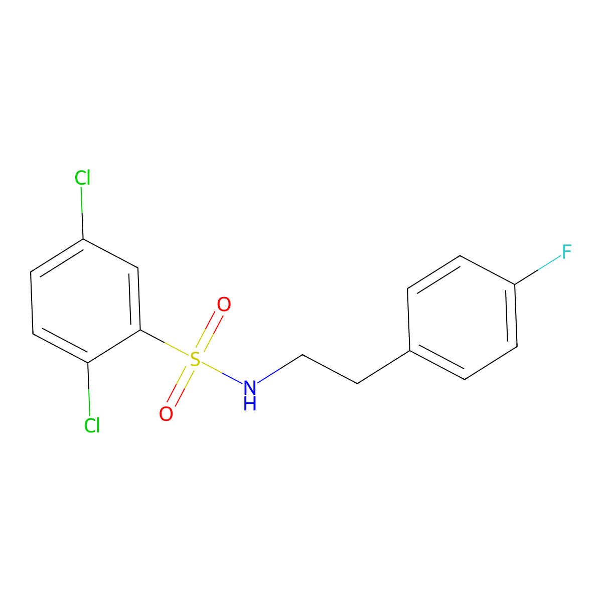 2,5-dichloro-N-[2-(4-fluorophenyl)ethyl]benzenesulfonamide molecular structure, CAS 431985-68-1