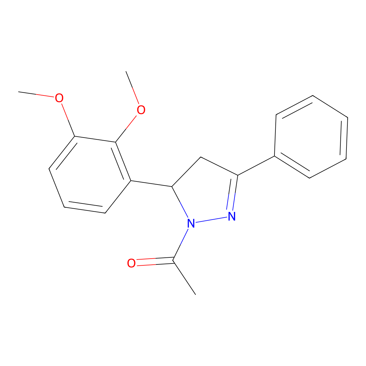1-(5-(2,3-dimethoxyphenyl)-3-phenyl-4,5-dihydro-1H-pyrazol-1-yl)ethanone molecular structure, CAS 431985-69-2