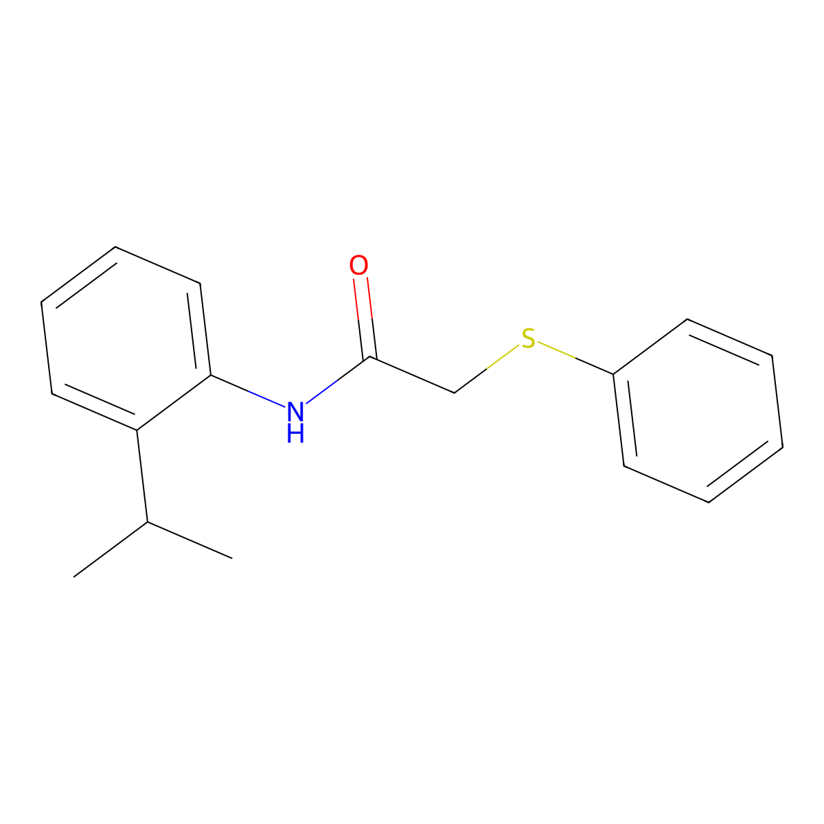 2-(phenylsulfanyl)-N-[2-(propan-2-yl)phenyl]acetamide molecular structure, CAS 431985-95-4