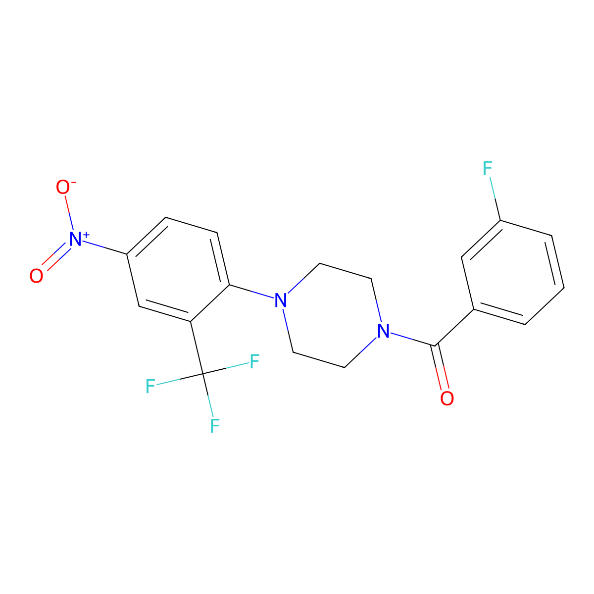 (3-Fluorophenyl)-[4-[4-nitro-2-(trifluoromethyl)phenyl]piperazin-1-yl]methanone molecular structure, CAS 431986-26-4