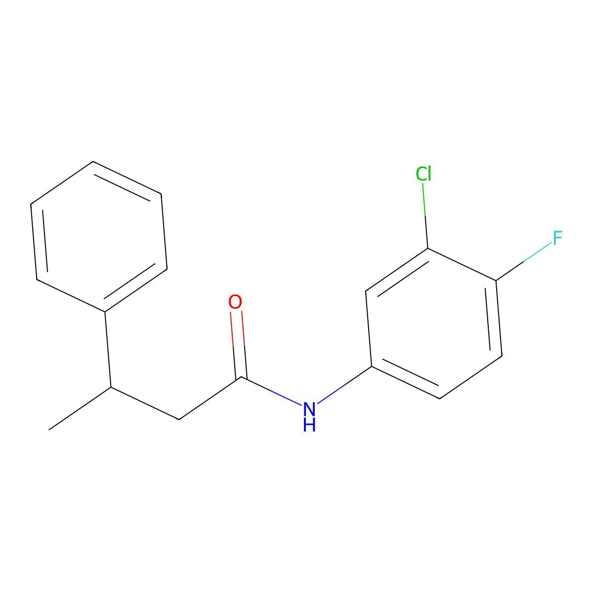 N-(3-chloro-4-fluorophenyl)-3-phenylbutanamide molecular structure, CAS 431986-36-6