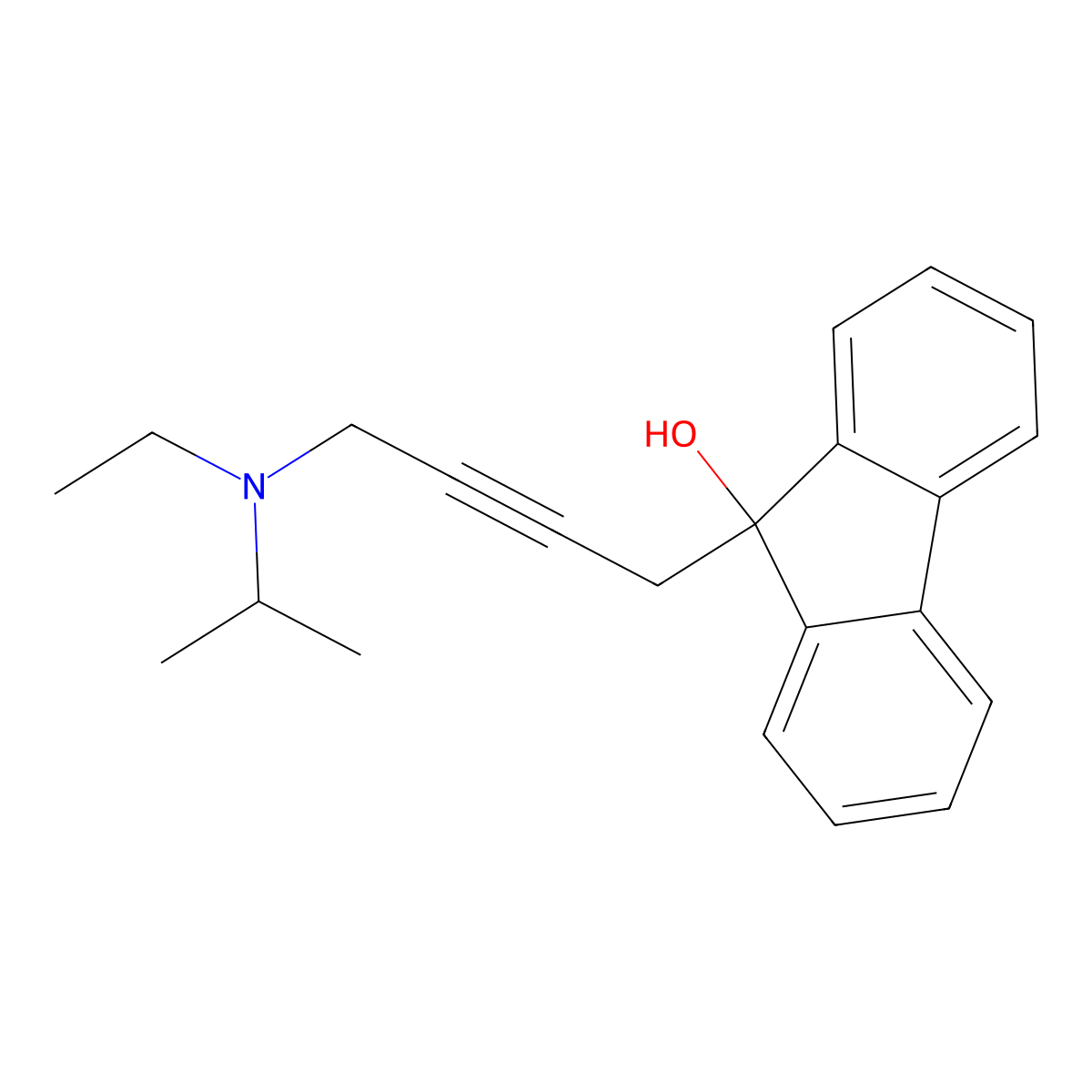 9-[4-[Ethyl(propan-2-yl)amino]but-2-ynyl]fluoren-9-ol molecular structure, CAS 431986-60-6