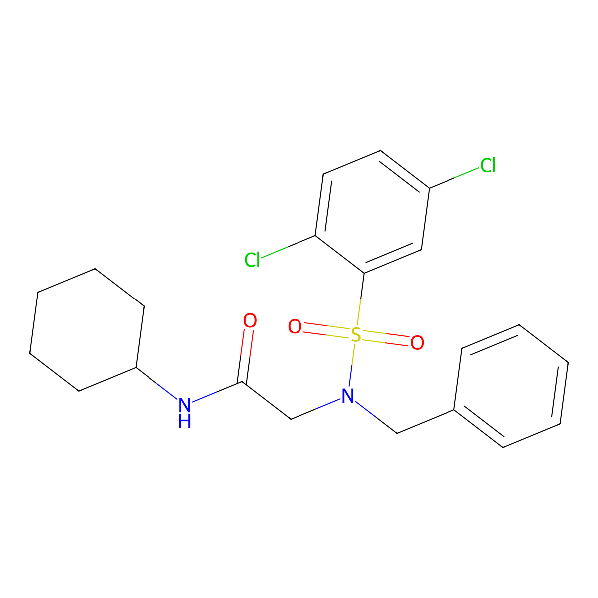 2-[benzyl-(2,5-dichlorophenyl)sulfonylamino]-N-cyclohexylacetamide molecular structure, CAS 431986-83-3