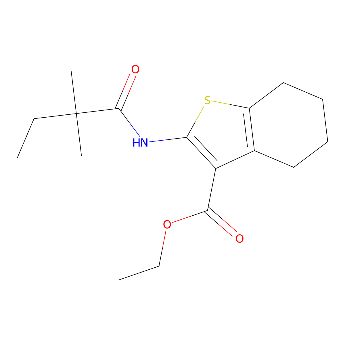 Ethyl 2-[(2,2-dimethylbutanoyl)amino]-4,5,6,7-tetrahydro-1-benzothiophene-3-carboxylate molecular structure, CAS 431986-86-6