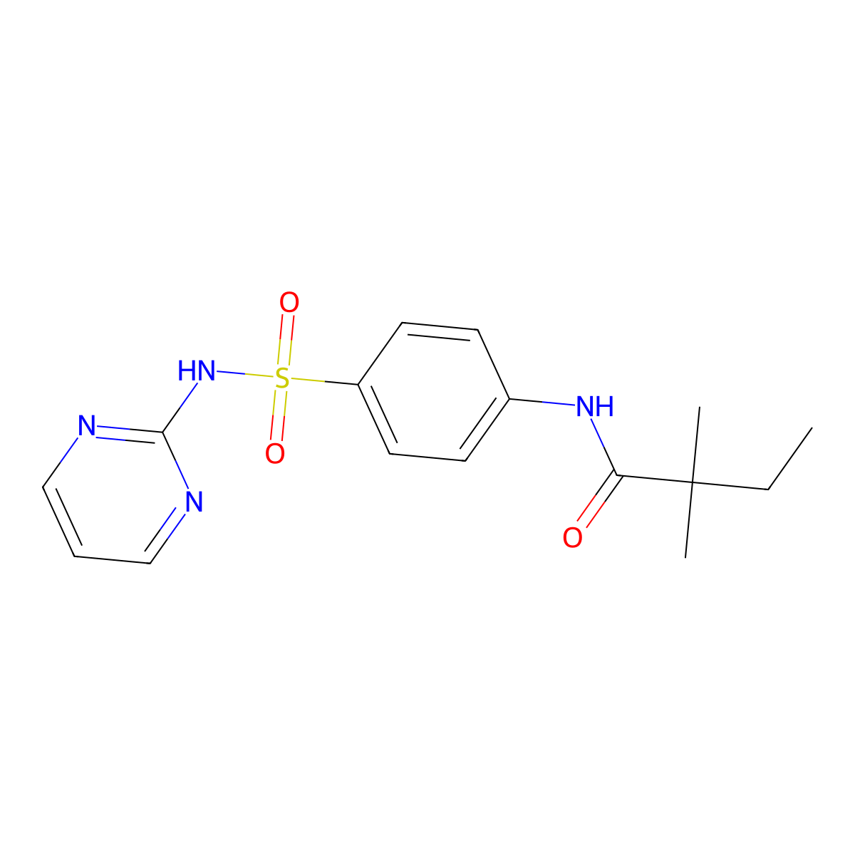 2,2-dimethyl-N-[4-(pyrimidin-2-ylsulfamoyl)phenyl]butanamide molecular structure, CAS 431986-89-9
