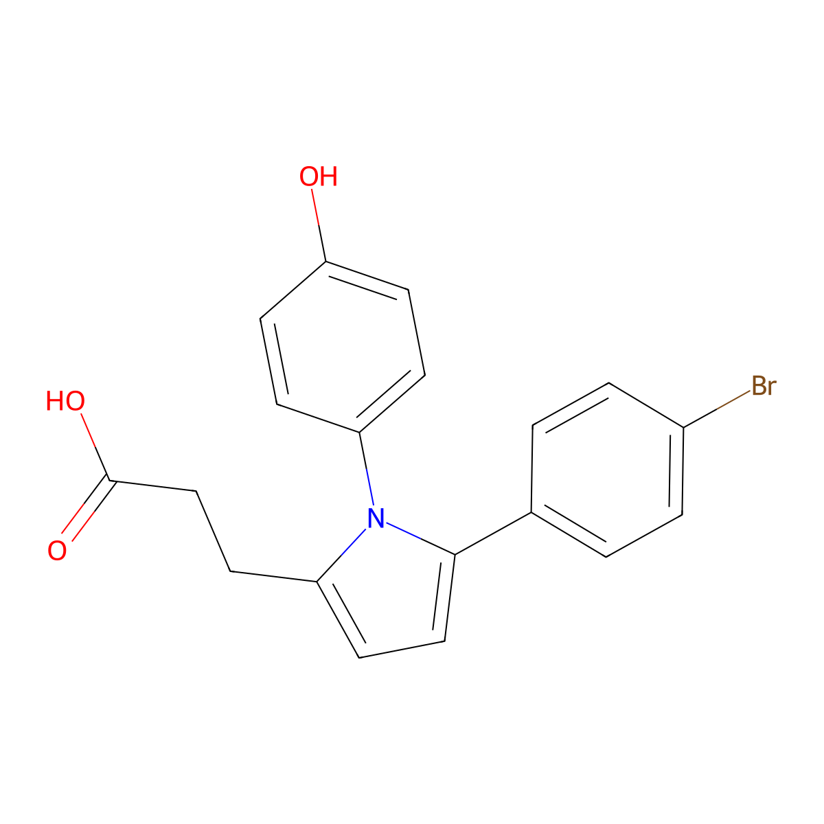 3-[5-(4-bromophenyl)-1-(4-hydroxyphenyl)pyrrol-2-yl]propanoic Acid molecular structure, CAS 431987-04-1