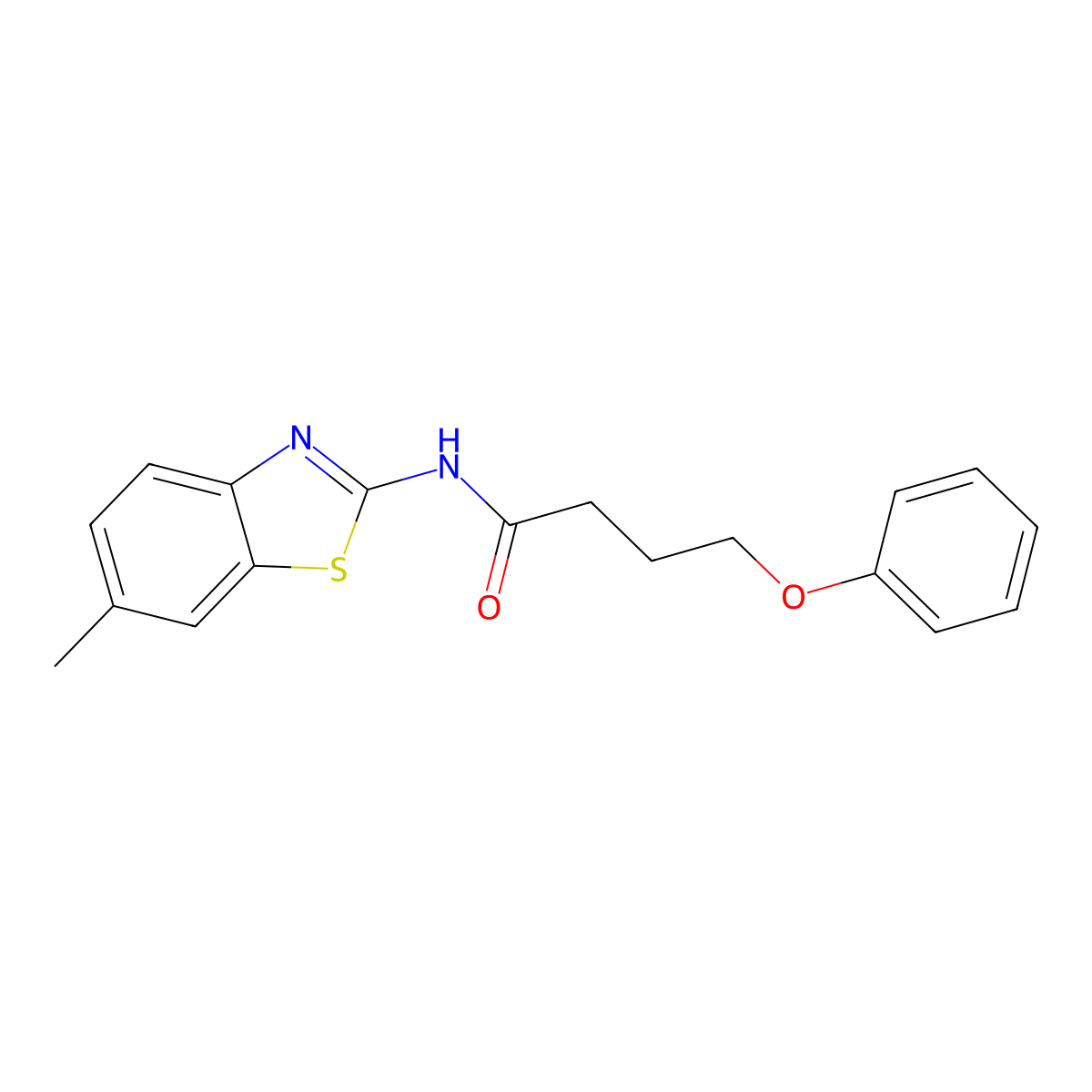 N-(6-methyl-1,3-benzothiazol-2-yl)-4-phenoxybutanamide molecular structure, CAS 431987-07-4